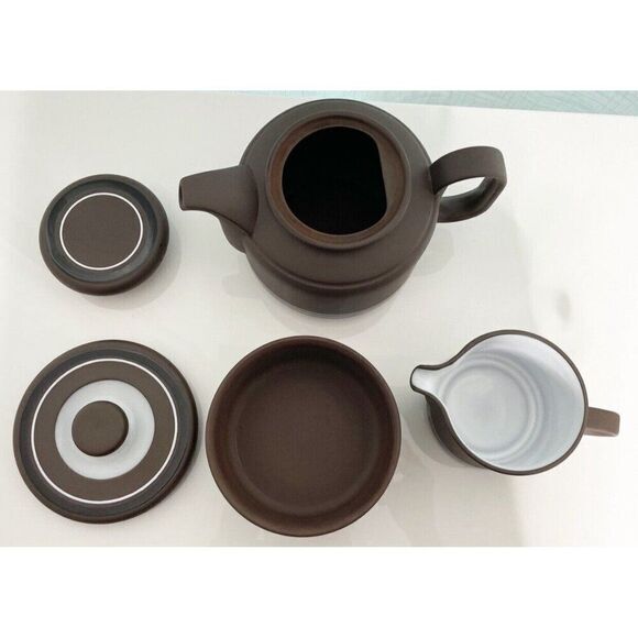 Hornsea England Contrast 1977 Teapot Creamer Sugar Set Retro Mid Century Modern - Picture 4 of 4